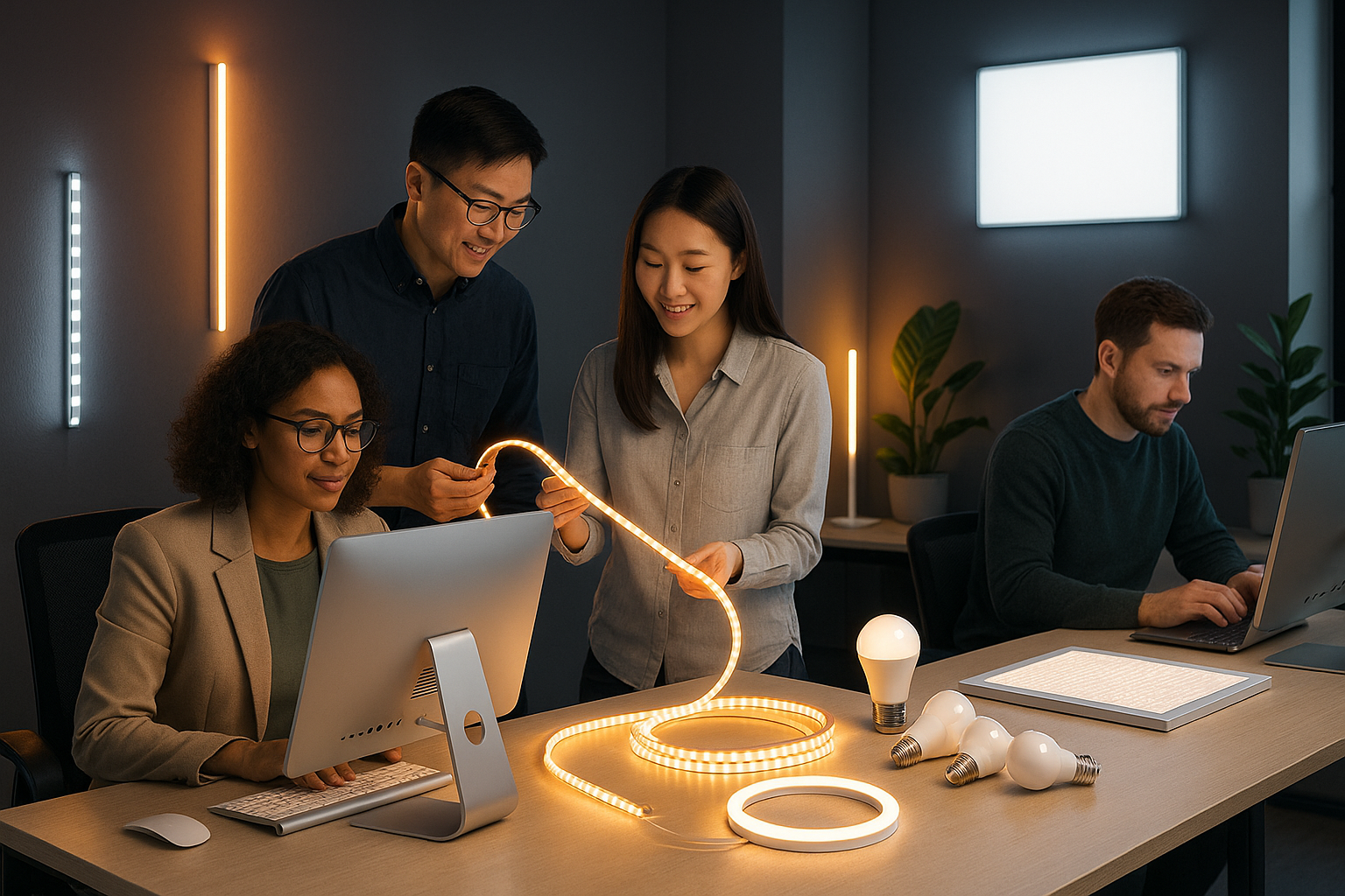 image de site internet qui represente un "qui somme nous " sans écriture en lien avec un site internet de vente de LED