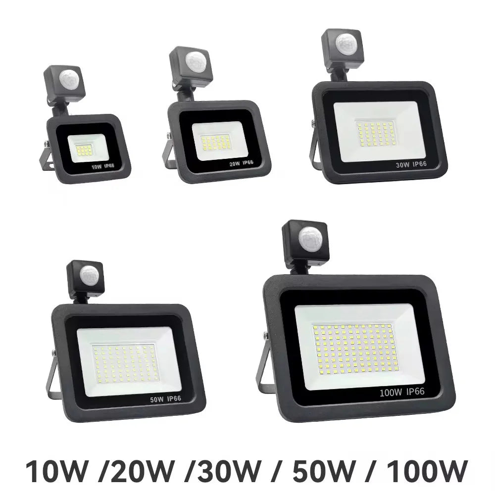 LED FloodLight PIR Motion Sensor Outdoor Led Spotlight 10W 20W 30W 50W 100W IP66 Waterproof Outdoor Garden Lighting Street Light LUXORIA