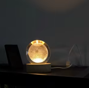 Veilleuse Cristal 3D Planète & Lune - LUXORIA