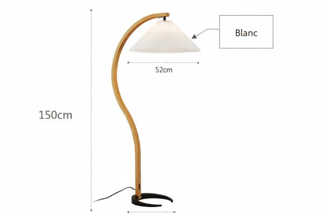 Japanese Curve floor lamp LED Soild Wood stading Lamp pleated lampshade Living Room Bedroom Study Decor sofa side reading Light LUXORIA