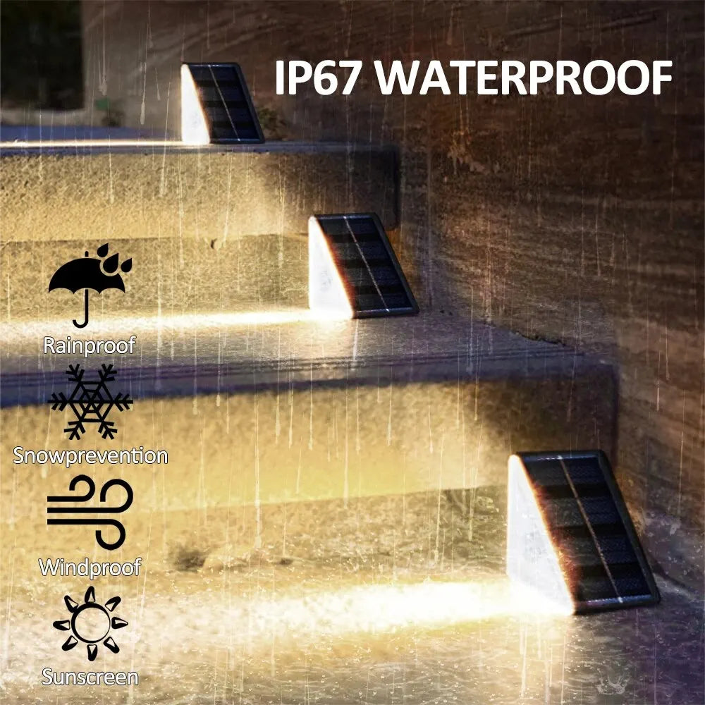 Outdoor Solar Step Lights, Warm White & RGB, IP67 Waterproof, Auto On, for Patio, Yard, Driveway, Porch Decoration LUXORIA