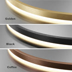 Lustre LED Minimaliste Moderne – Anneaux Dorés et Noirs pour Salon LUXORIA