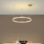 Minimalist Modern Led Chandelier Home Lighting Brushed Rings Ceiling Mounted Chandelier Lighting Hanging Lamp Gold&Black Frame LUXORIA