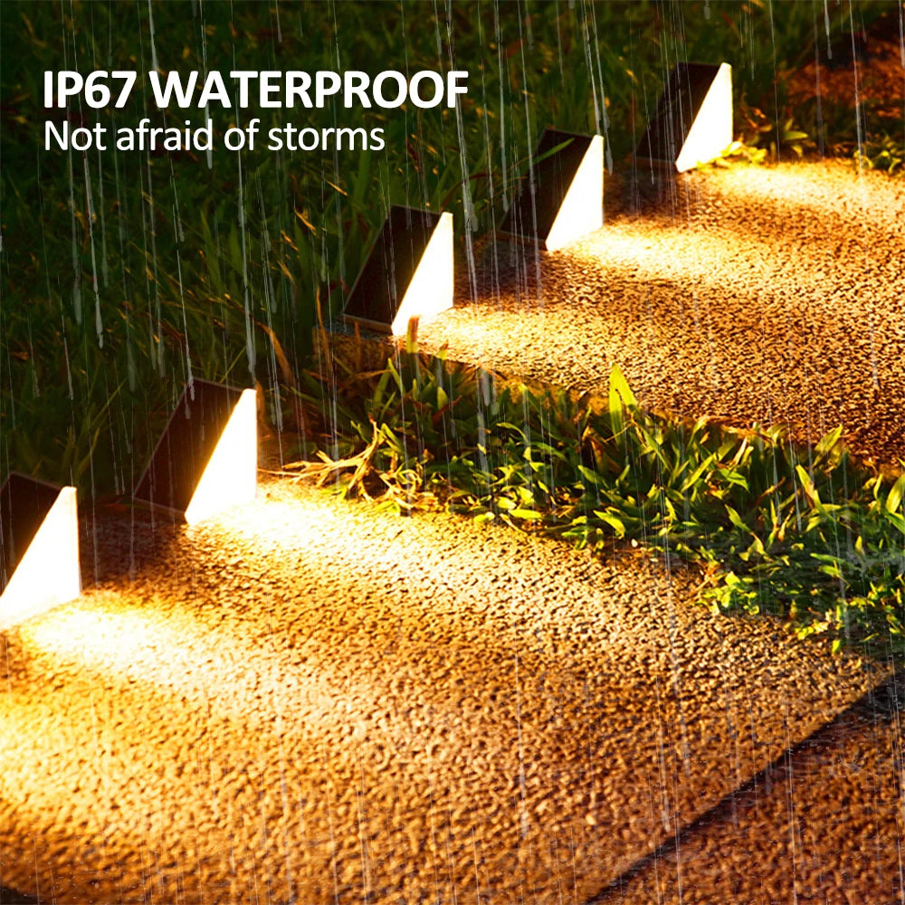 Outdoor Solar Step Lights, Warm White & RGB, IP67 Waterproof, Auto On, for Patio, Yard, Driveway, Porch Decoration LUXORIA