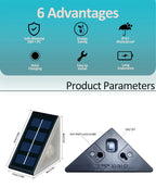 Outdoor Solar Step Lights, Warm White & RGB, IP67 Waterproof, Auto On, for Patio, Yard, Driveway, Porch Decoration LUXORIA
