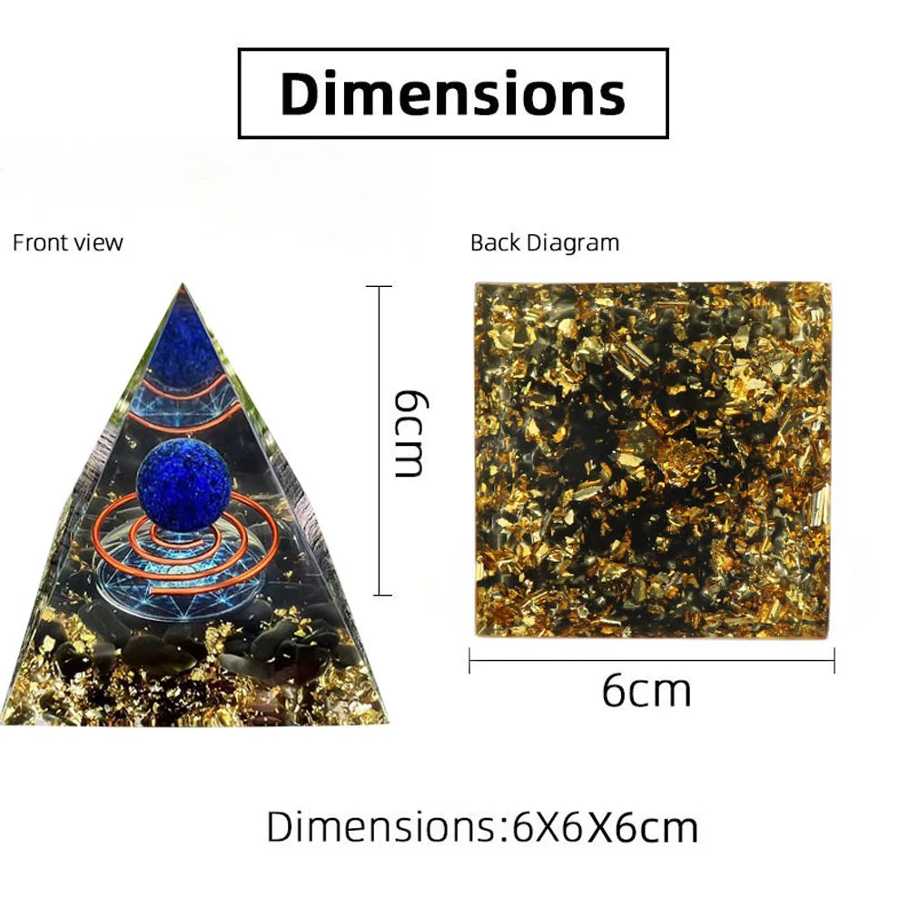 6cm Energy Pyramid Orgonite Reiki Natural Amethyst Ball Healing Crystal Chakra Tool Ornaments Resin Stones Home Decoration Gifts LUXORIA