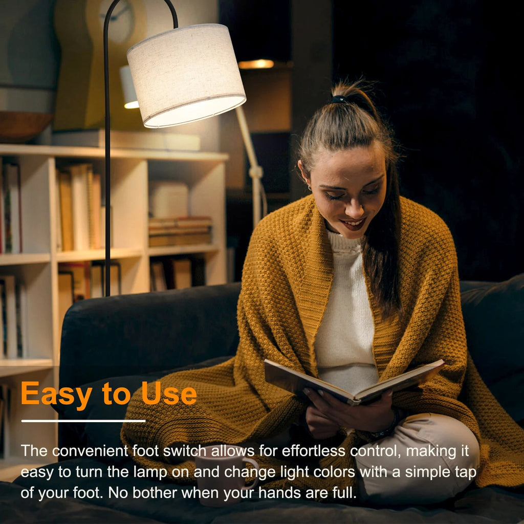 12W Fabric Floor Lamp Modern Standing Tall Lamp Foot  3 Color Temperature for Living Room Bedroom  Use Tall Lamp LUXORIA