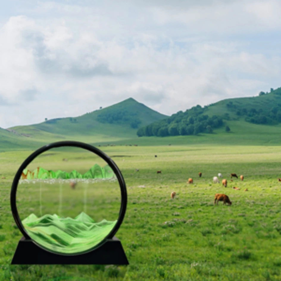 Tableau Sablier 3D – Peinture de Sable en Mouvement LUXORIA