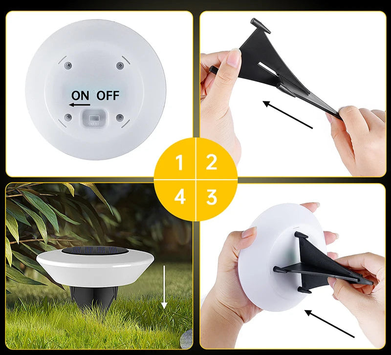 1/4PCS Solar Outdoor Lights 14LED Waterproof Lawn Lamp,360° Floor Lighting  for Garden Yard Driveway Patio Camping Summer Decor LUXORIA