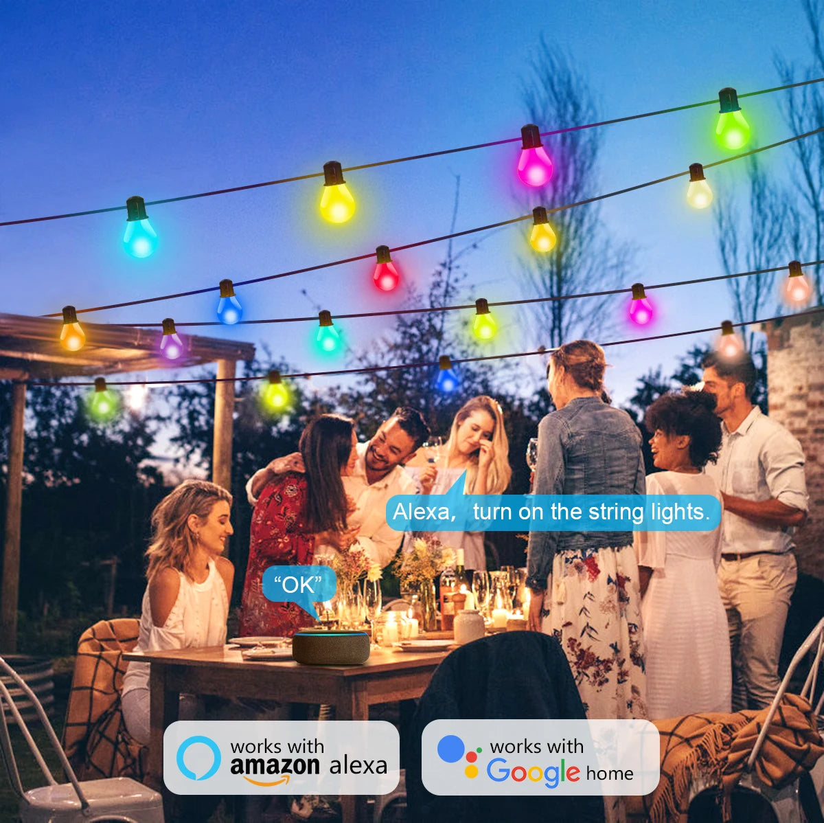 Tuya Smart WIFI G40 LED Bulb String Light USB 15M 25 Blubs Fairy Lights Christmas Bedroom Outdoor Garden Decor Festoon Garland LUXORIA