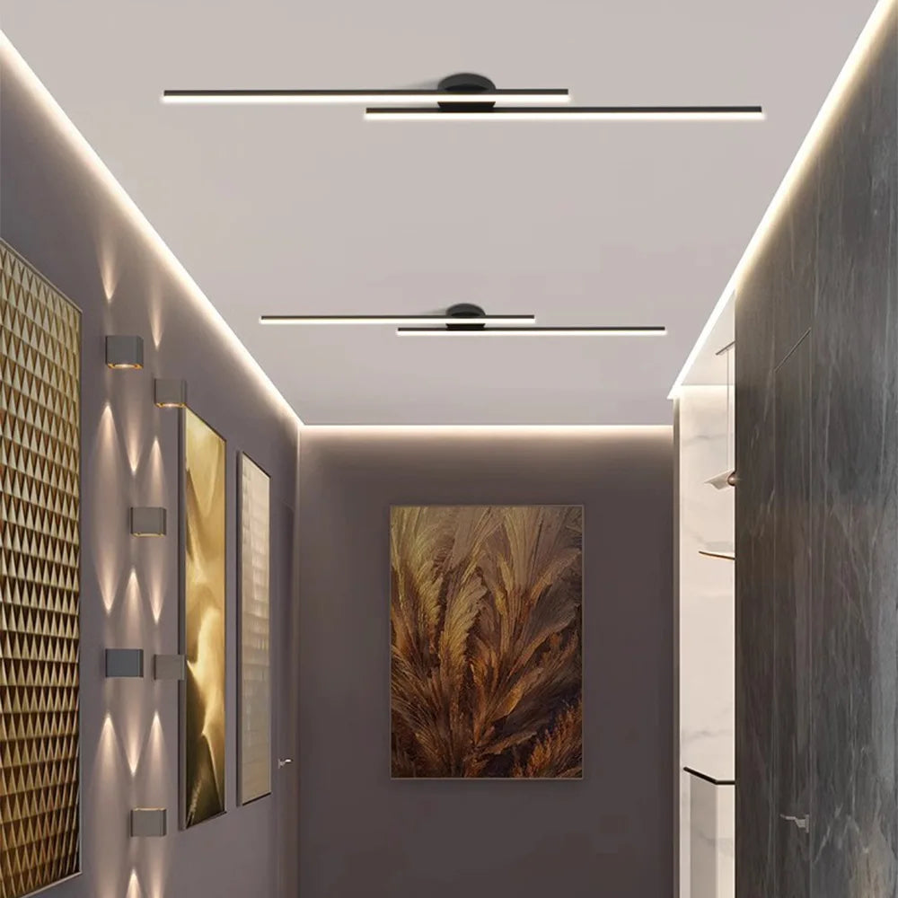 Long Aluminium LED Ceiling Light Modern Creative Design Ceiling Lamp Indoor Lighting Fixture Hallway Balcony Aisle Office Lustre LUXORIA