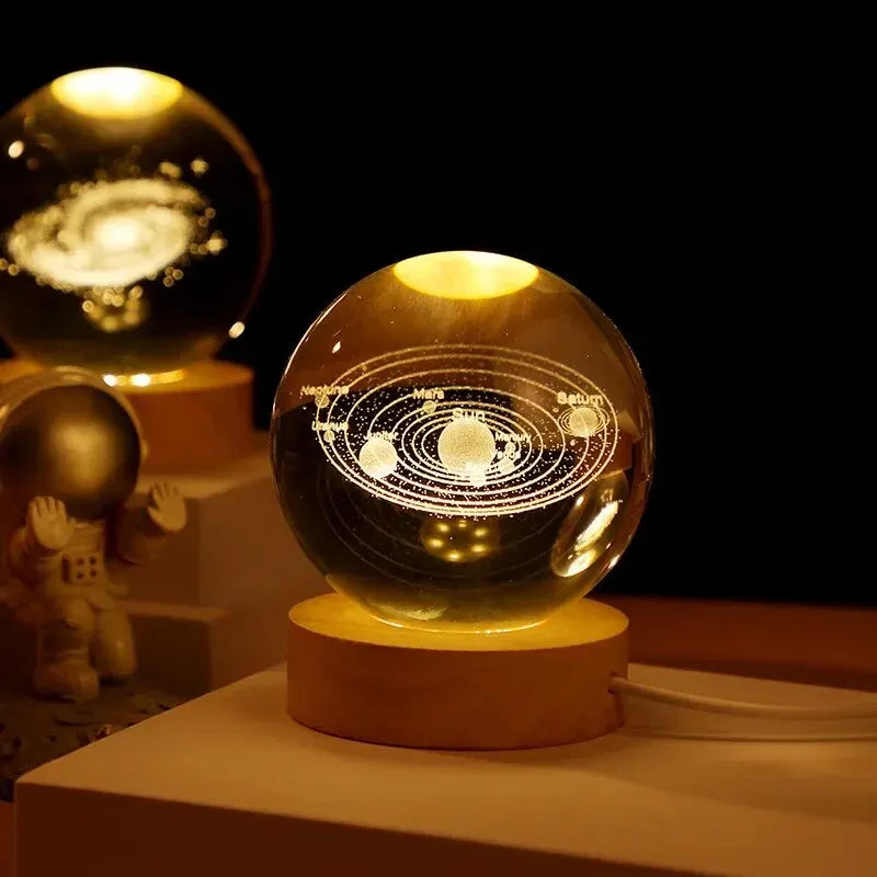 Veilleuse Cristal 3D Planète & Lune - LUXORIA