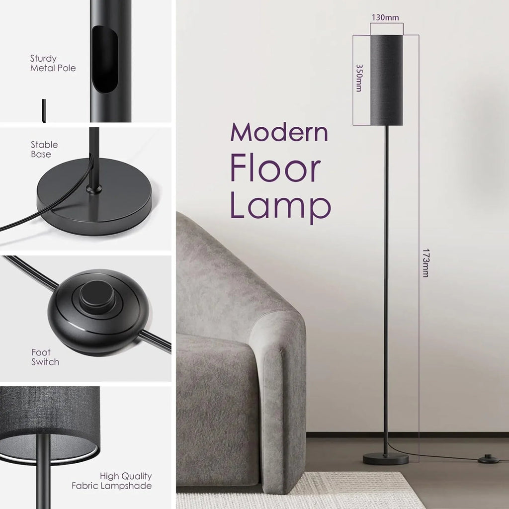 Modern Floor Lamp Standing Tall Light Foot Switch RGB Floor Lamp for Bedroom Living Room Study Room Office LUXORIA