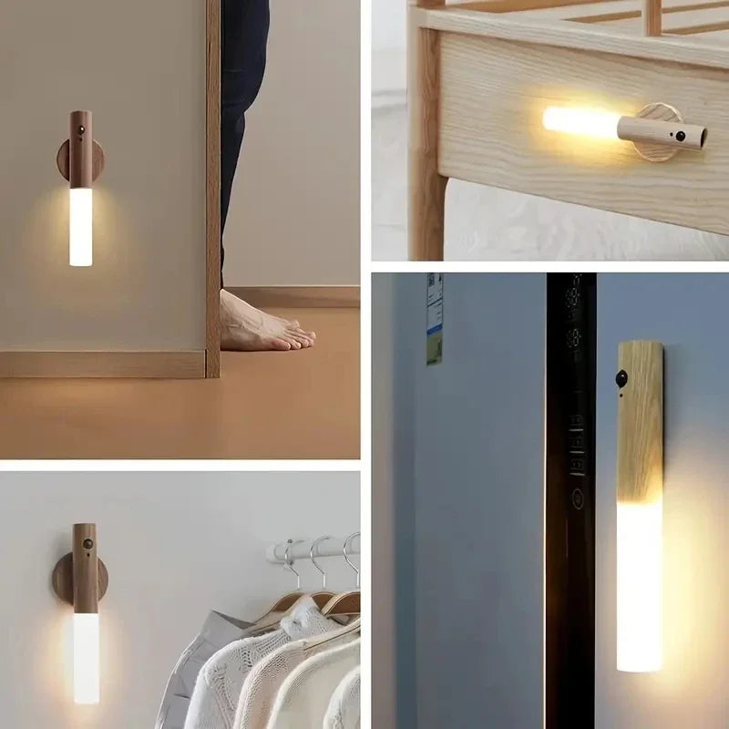 1pc Intelligent Human Body Induction Night Light, LED Rechargeable Corridor Cabinet Wall Light, Household Toilet Wall Induction LUXORIA