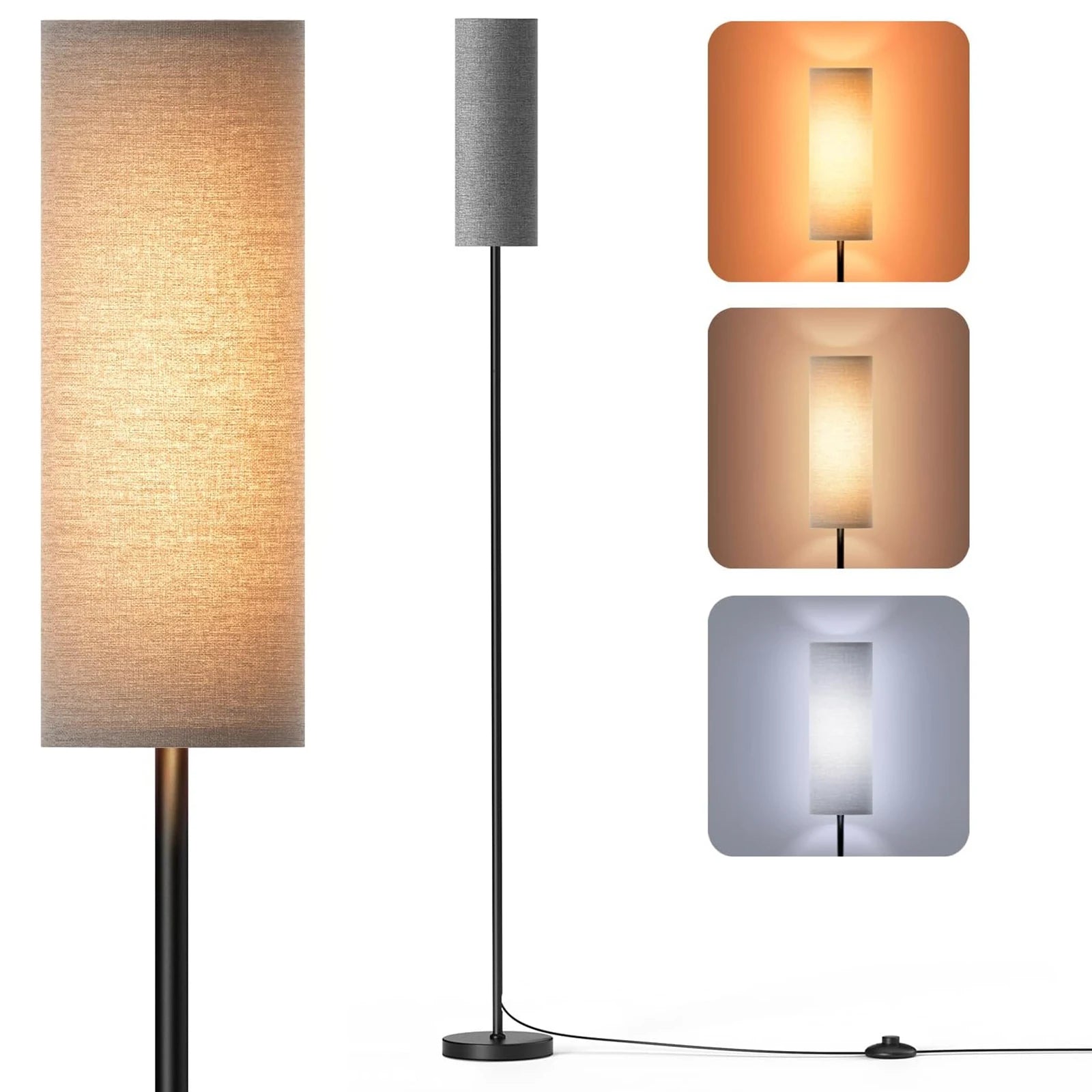 Modern Floor Lamp Standing Tall Light Foot Switch RGB Floor Lamp for Bedroom Living Room Study Room Office LUXORIA