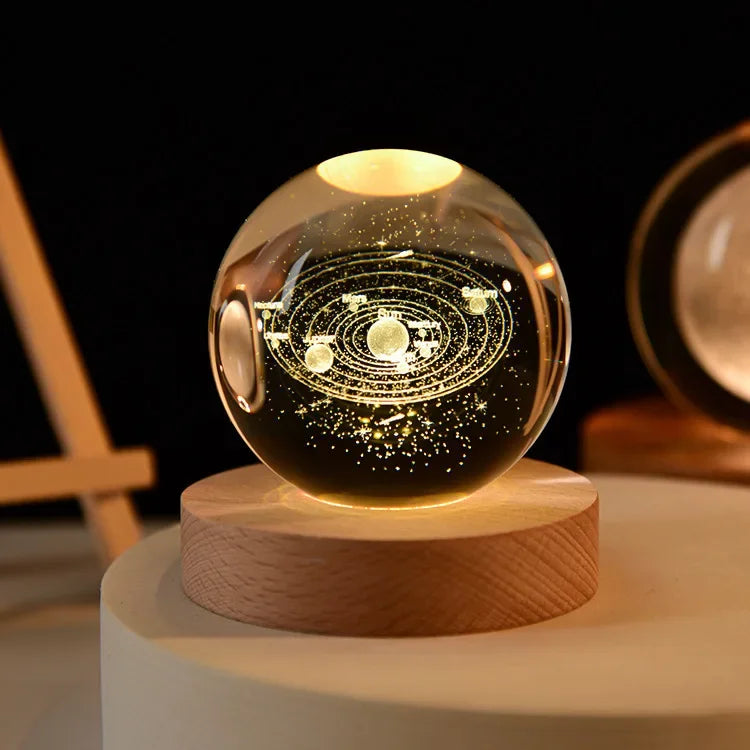 Veilleuse Cristal 3D Planète & Lune - LUXORIA