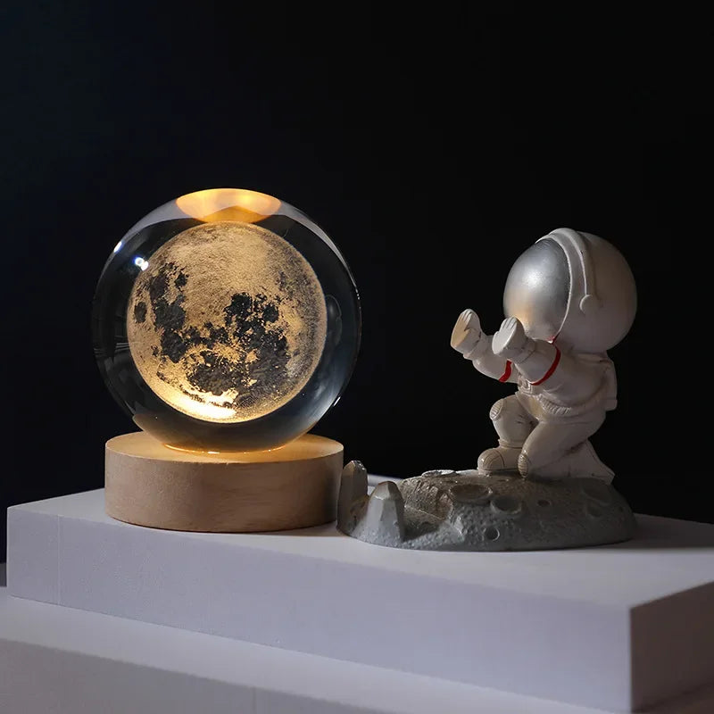 Veilleuse Cristal 3D Planète & Lune - LUXORIA