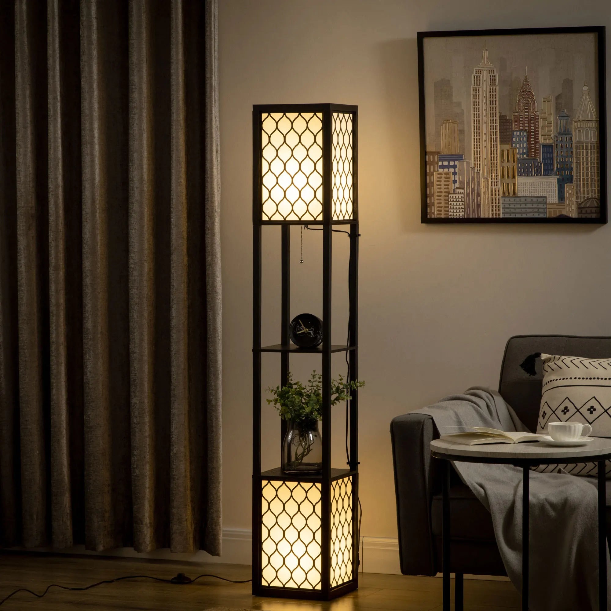 Lampadaire HOMCOM – Éclairage Moderne et Fonctionnel LUXORIA