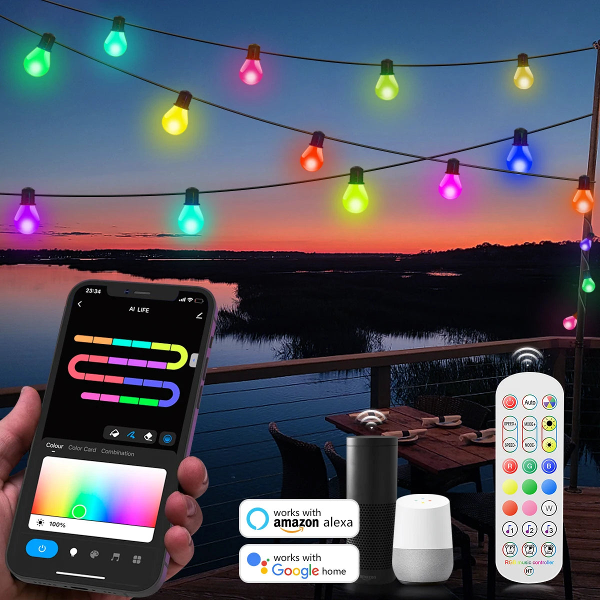 Tuya Smart WIFI G40 LED Bulb String Light USB 15M 25 Blubs Fairy Lights Christmas Bedroom Outdoor Garden Decor Festoon Garland LUXORIA