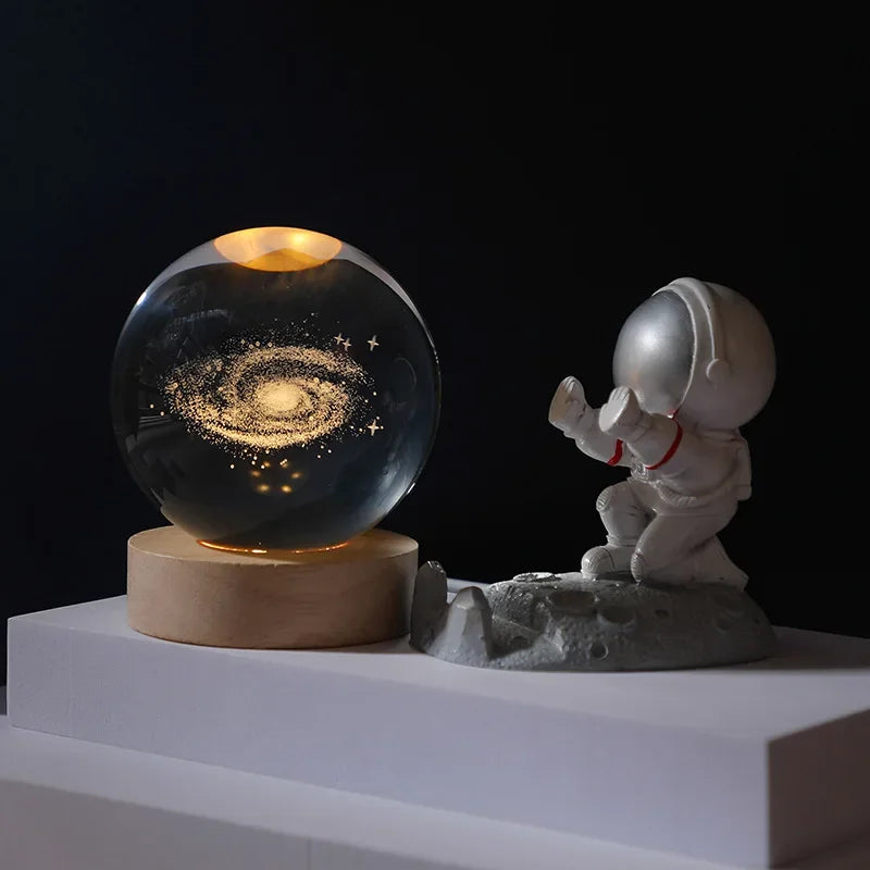 Veilleuse Cristal 3D Planète & Lune - LUXORIA