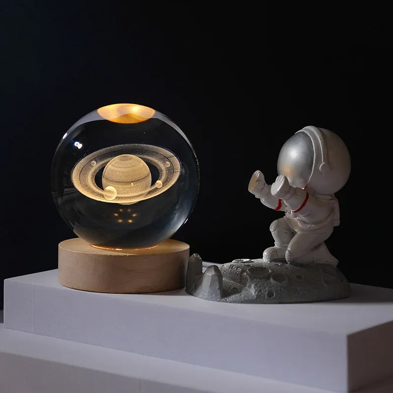 Veilleuse Cristal 3D Planète & Lune - LUXORIA