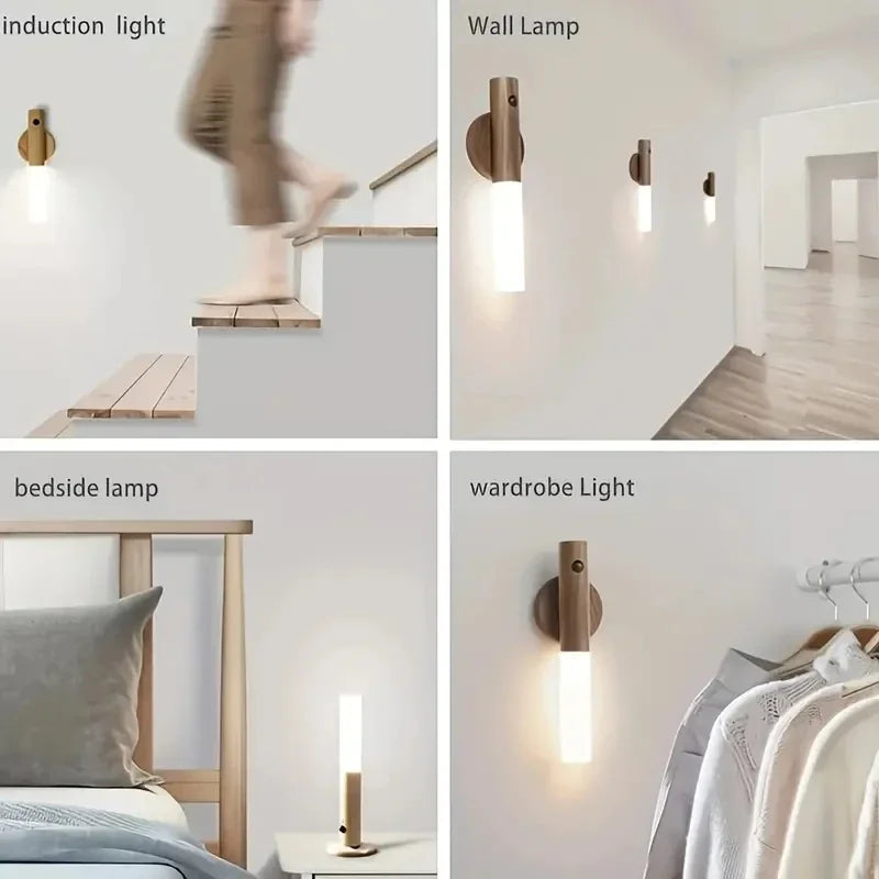 1pc Intelligent Human Body Induction Night Light, LED Rechargeable Corridor Cabinet Wall Light, Household Toilet Wall Induction LUXORIA