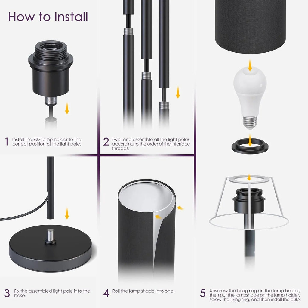 Modern Floor Lamp Standing Tall Light Foot Switch RGB Floor Lamp for Bedroom Living Room Study Room Office LUXORIA