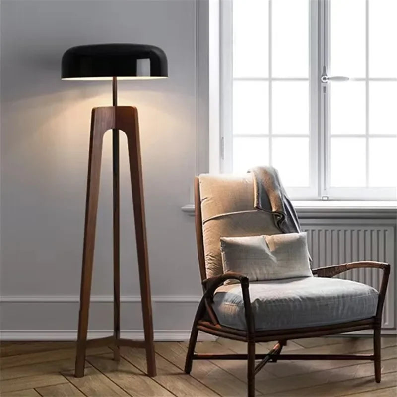 Solid Wood Floor Lamps Nordic Art Simple Modern Iron Lampshade Bedroom Living Room Decor Reading Restaurant Living Room Standin LUXORIA