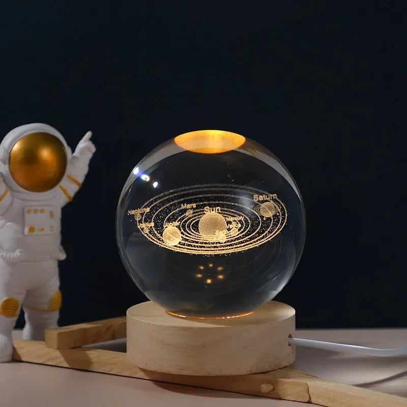 Veilleuse Cristal 3D Planète & Lune - LUXORIA