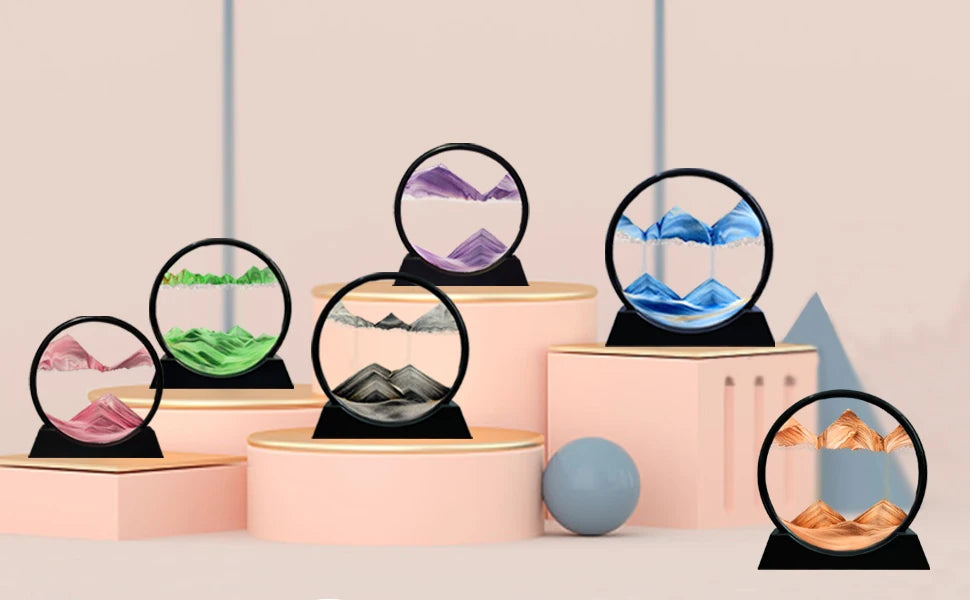 Tableau Sablier 3D – Peinture de Sable en Mouvement LUXORIA