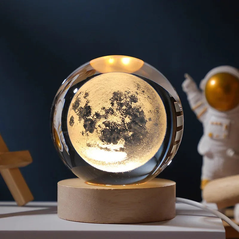 Veilleuse Cristal 3D Planète & Lune - LUXORIA