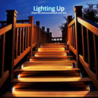 Outdoor Solar Step Lights, Warm White & RGB, IP67 Waterproof, Auto On, for Patio, Yard, Driveway, Porch Decoration LUXORIA