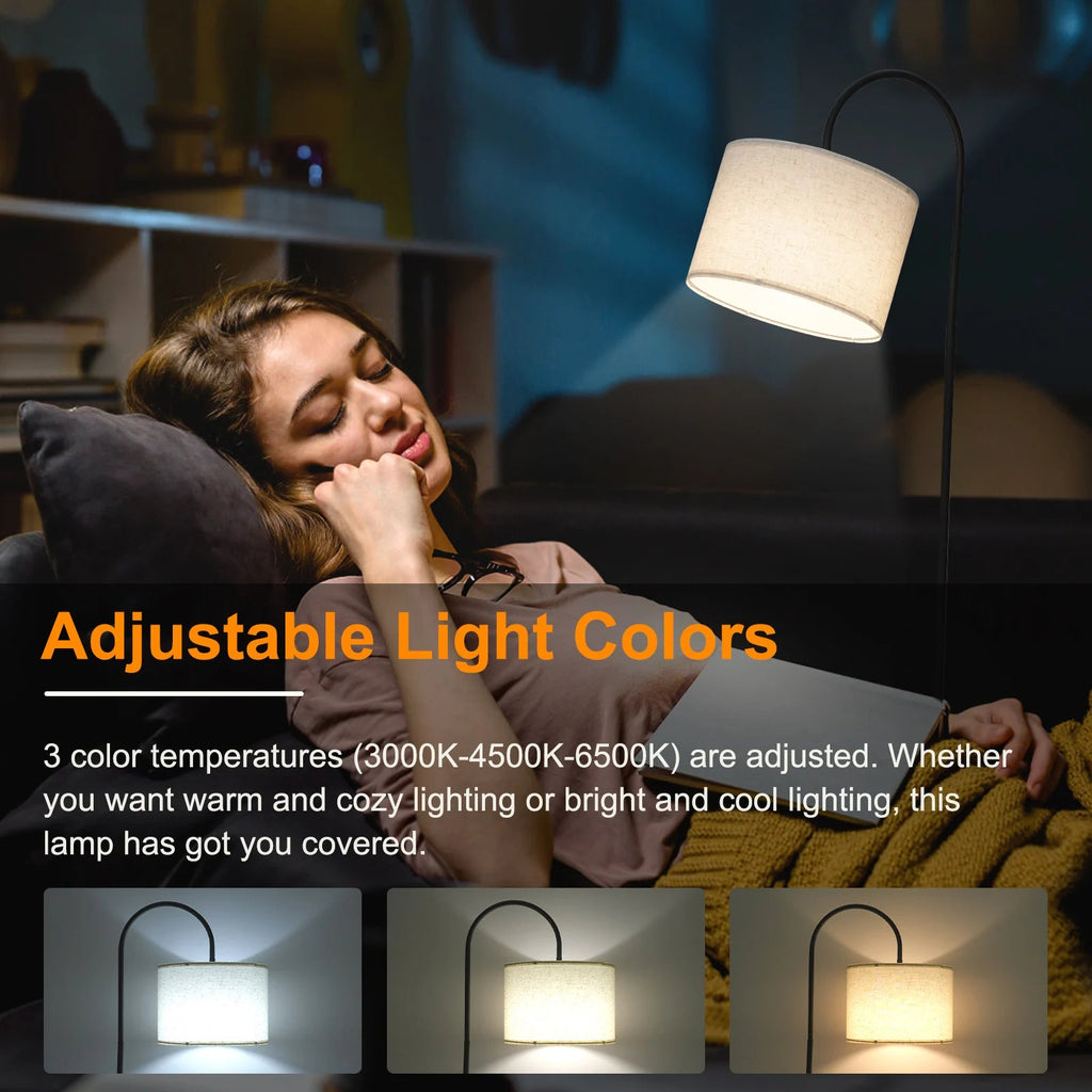 12W Fabric Floor Lamp Modern Standing Tall Lamp Foot  3 Color Temperature for Living Room Bedroom  Use Tall Lamp LUXORIA