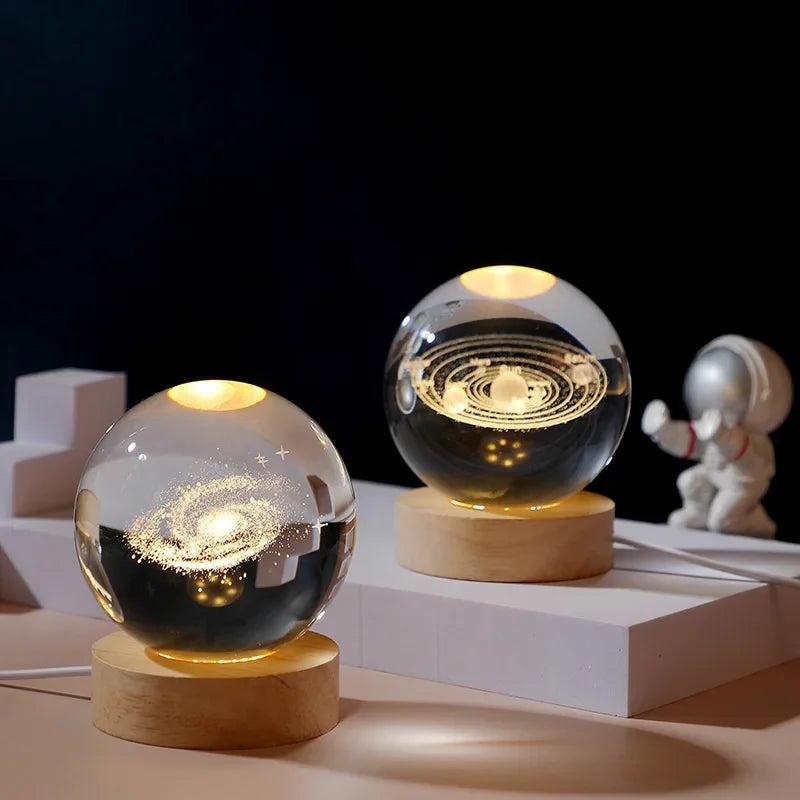 Veilleuse Cristal 3D Planète & Lune - LUXORIA
