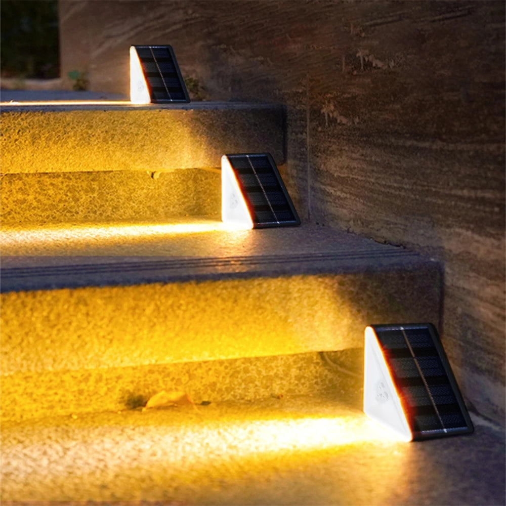 Outdoor Solar Step Lights, Warm White & RGB, IP67 Waterproof, Auto On, for Patio, Yard, Driveway, Porch Decoration LUXORIA