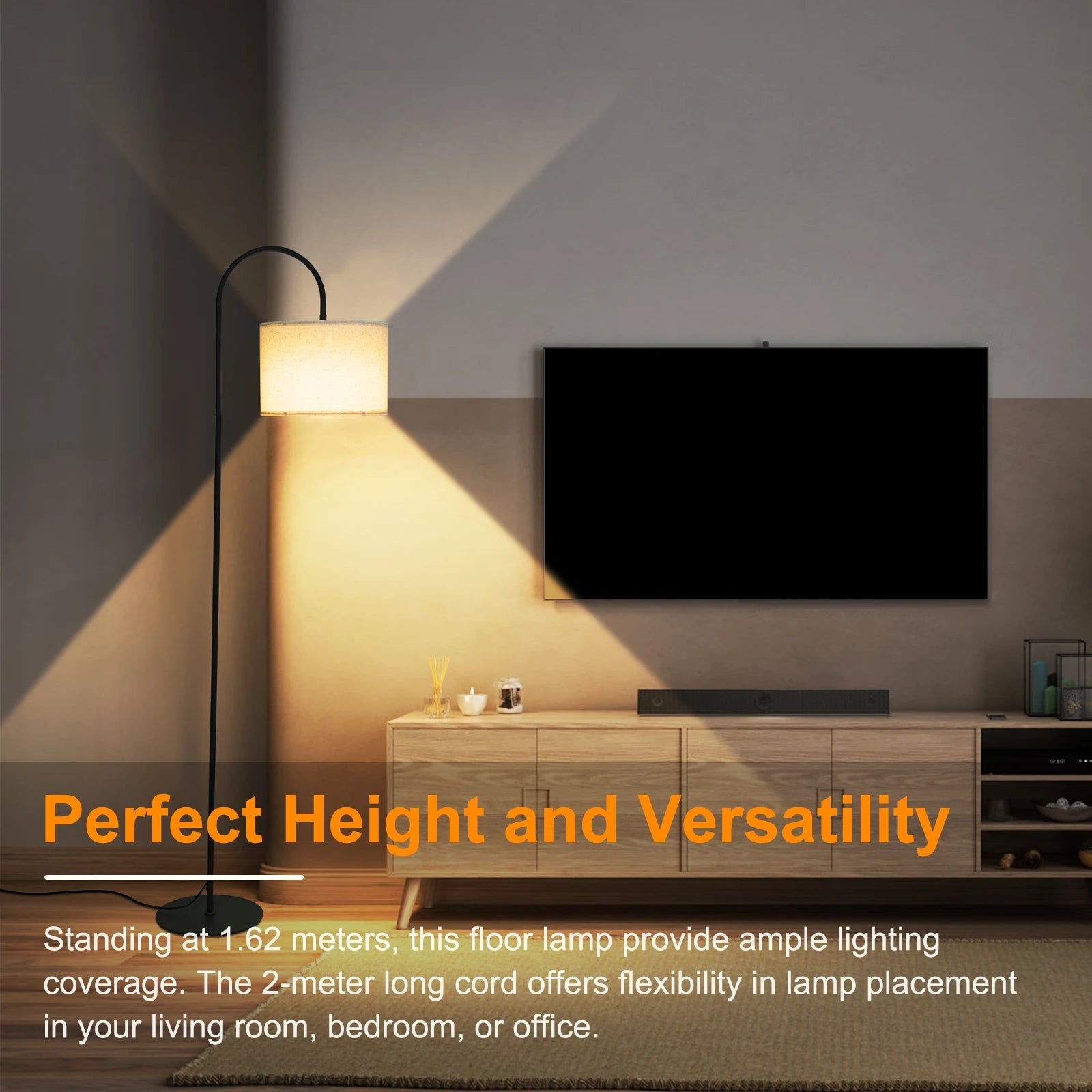 12W Fabric Floor Lamp Modern Standing Tall Lamp Foot  3 Color Temperature for Living Room Bedroom  Use Tall Lamp LUXORIA