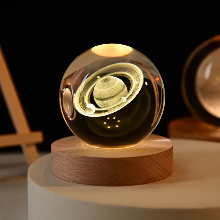Veilleuse Cristal 3D Planète & Lune - LUXORIA