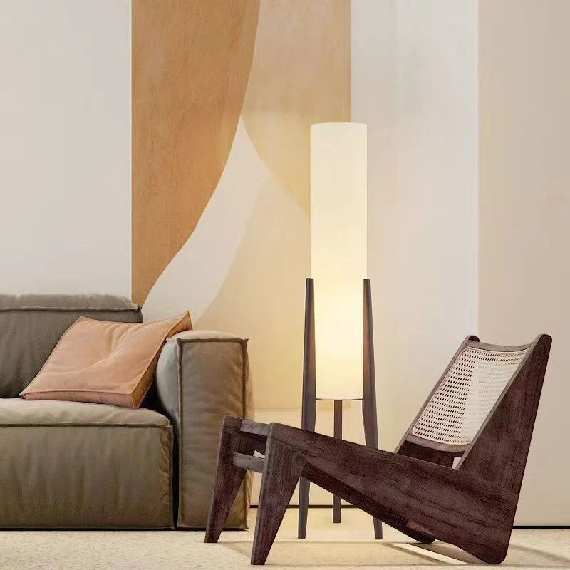 Nordic Retro Solid Wood Living Room Floor Lamp, Fabric Original Wood Floor Lamp, Room Decoration Lighting Floor Lamp LUXORIA